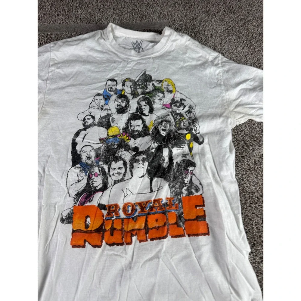 WWE Royal Rumble Graphic T-Shirt Mens Medium White Wrestling Legend Short Sleeve